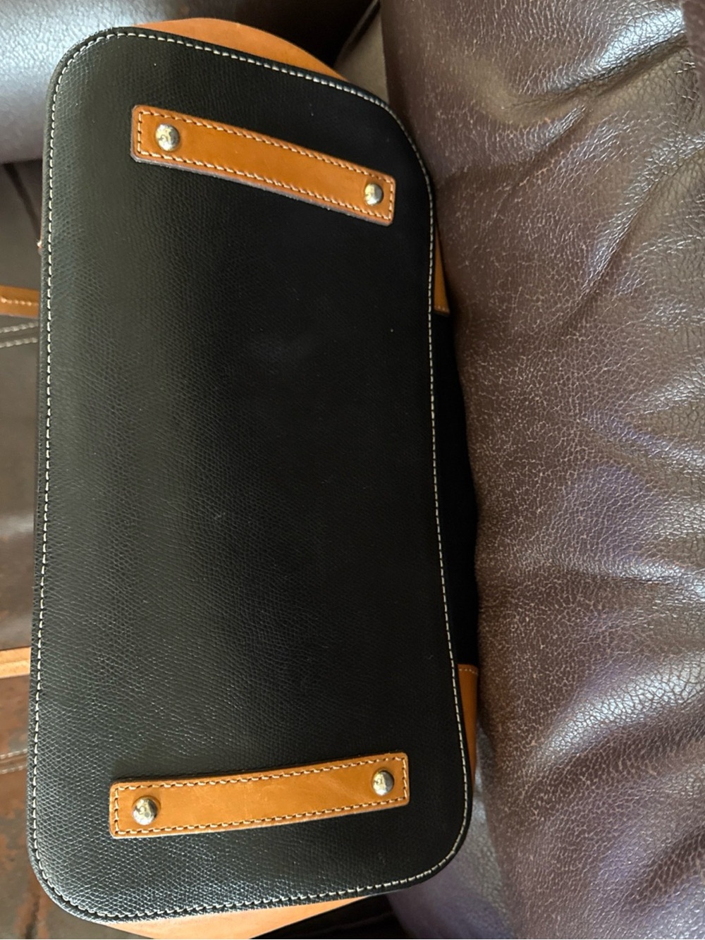 Dooney & Bourke Black and Tan Leather Shoulder Bag - Picture 3 of 7